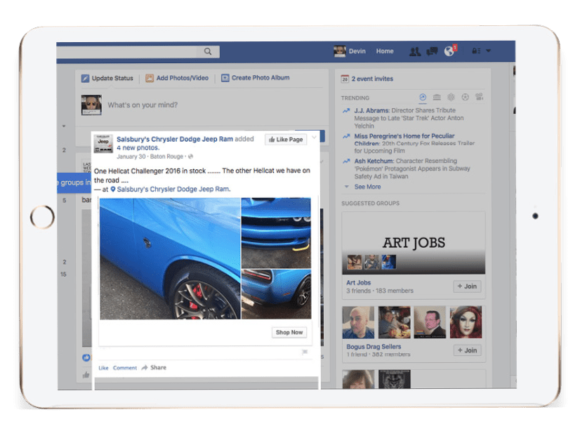 Drive Social Facebook Ad for auto dealer